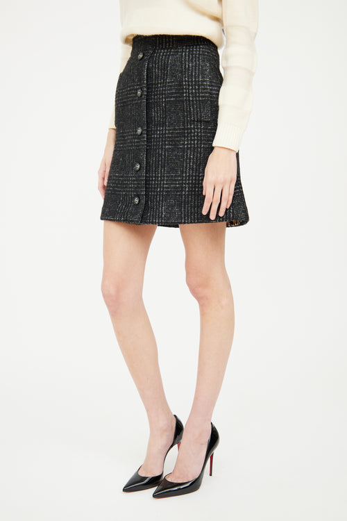 Dolce 
Gabbana Dark Grey Wool Plaid Skirt