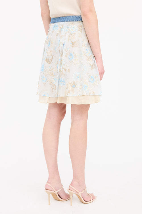 Dolce 
Gabbana Floral Pleated Logo Skirt