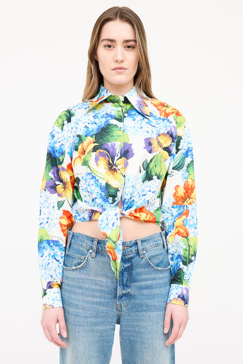 Dolce 
Gabbana Floral Poplin Cropped Tie Shirt