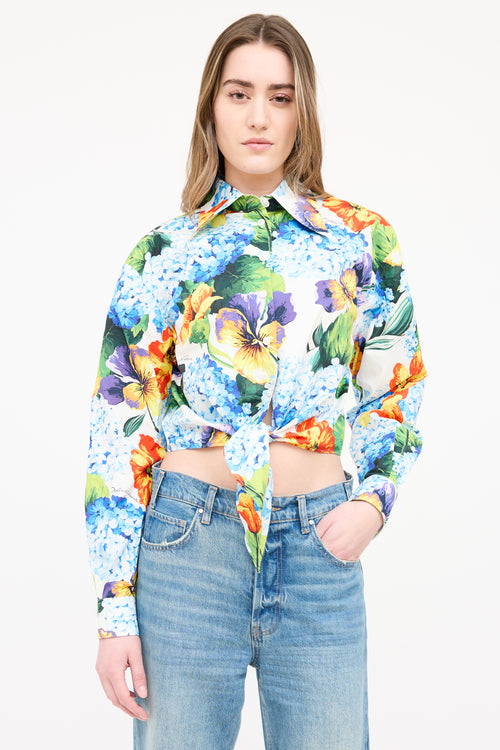 Dolce 
Gabbana Floral Poplin Cropped Tie Shirt