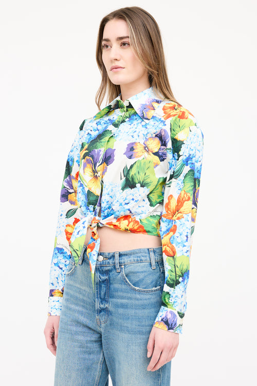 Dolce 
Gabbana Floral Poplin Cropped Tie Shirt