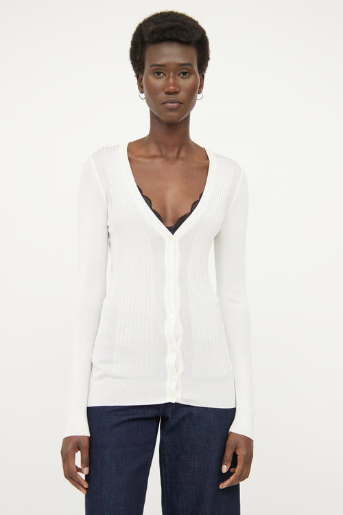 White Rib Knit Cardigan Dolce 
Gabbana