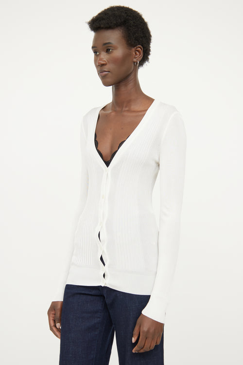 White Rib Knit Cardigan Dolce 
Gabbana