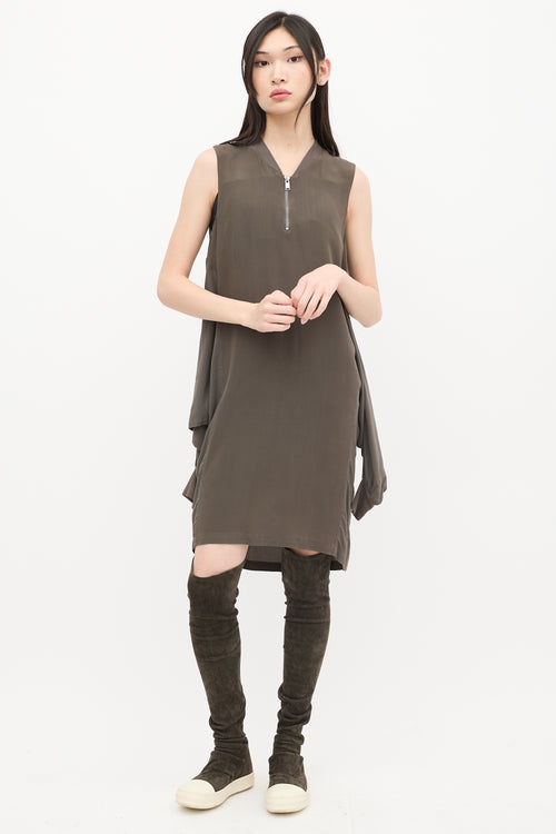 Damir Doma Taupe Silk Shoulder Cutout Dress