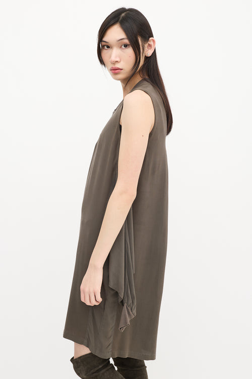 Damir Doma Taupe Silk Shoulder Cutout Dress