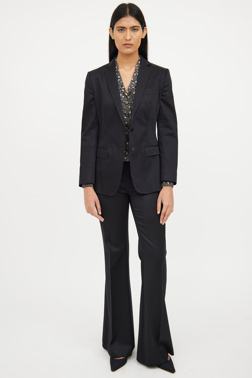 Dolce 
Gabbana Button Stitch Silk Long Sleeve Blazer