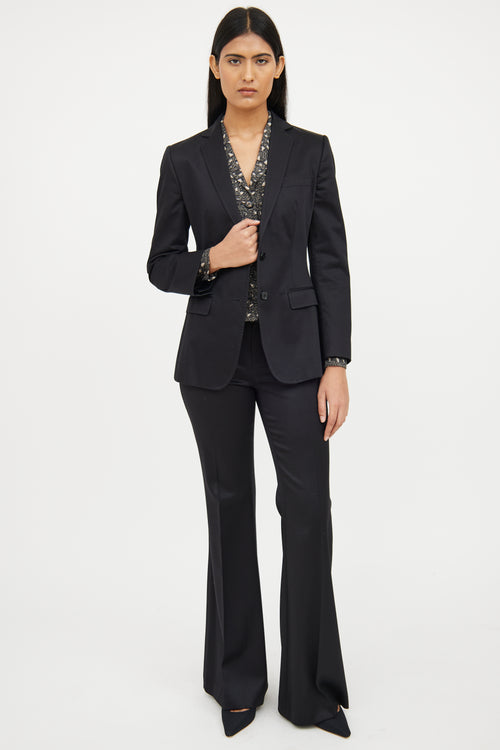 Dolce 
Gabbana Button Stitch Silk Long Sleeve Blazer