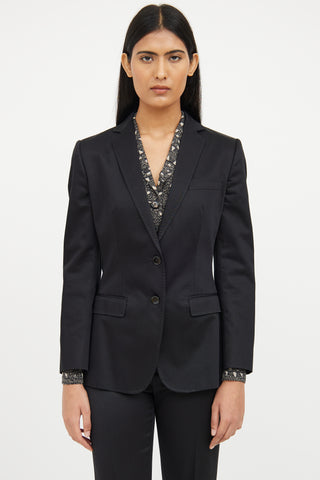 Dolce 
Gabbana Button Stitch Silk Long Sleeve Blazer