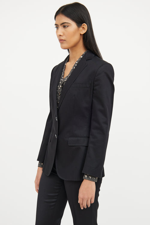 Dolce 
Gabbana Button Stitch Silk Long Sleeve Blazer