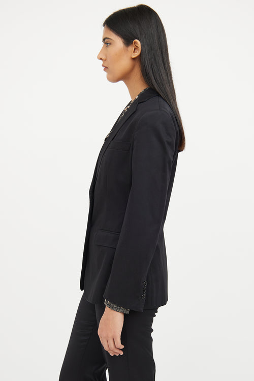 Dolce 
Gabbana Button Stitch Silk Long Sleeve Blazer