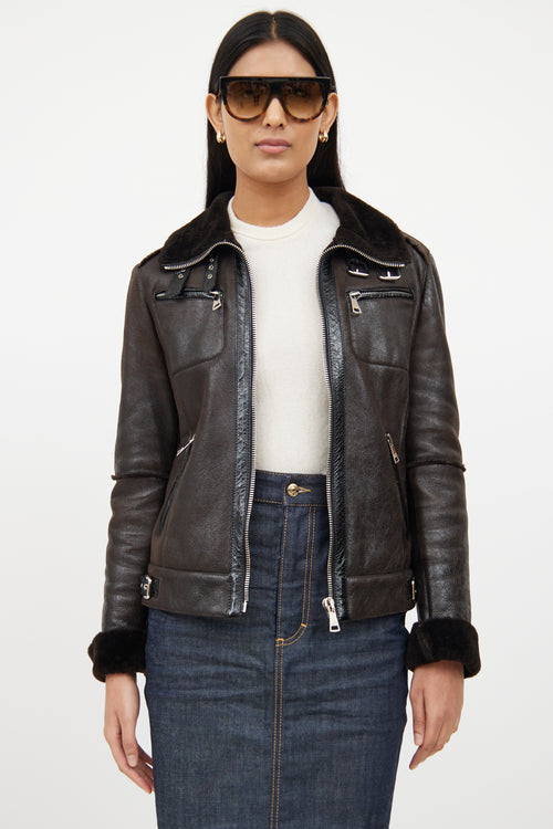 Dolce 
GabbanaBrown 
Black Leather Jacket