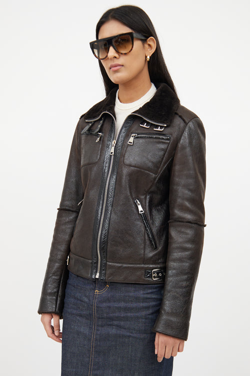 Dolce 
GabbanaBrown 
Black Leather Jacket