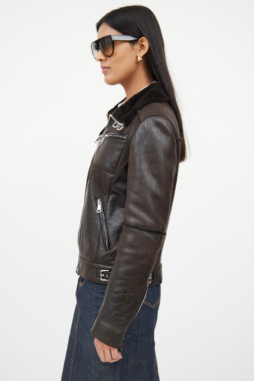 Dolce 
GabbanaBrown 
Black Leather Jacket