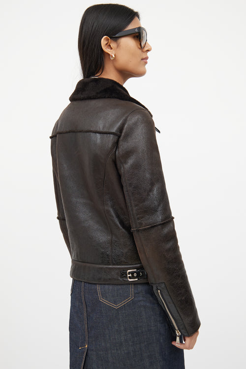 Dolce 
GabbanaBrown 
Black Leather Jacket