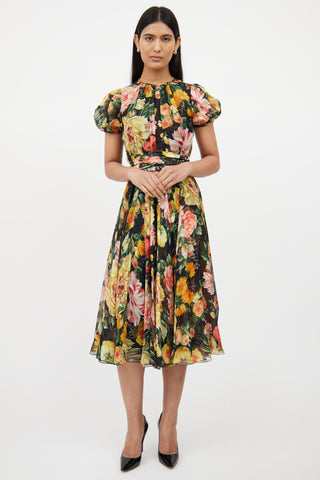 Dolce 
GabbanaBlack 
Multi Floral Silk Dress