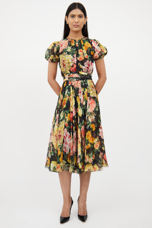 Dolce 
GabbanaBlack 
Multi Floral Silk Dress