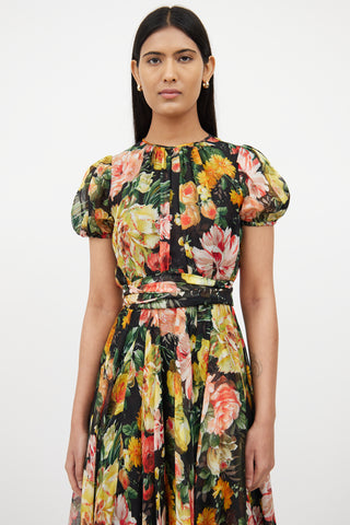 Dolce 
GabbanaBlack 
Multi Floral Silk Dress