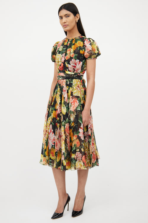 Dolce 
GabbanaBlack 
Multi Floral Silk Dress