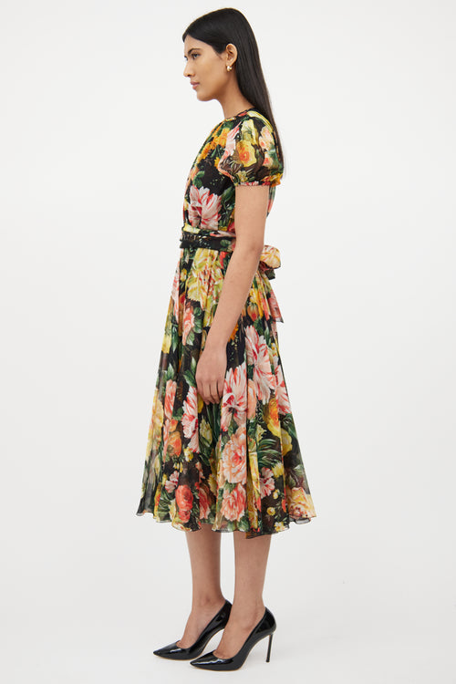 Dolce 
GabbanaBlack 
Multi Floral Silk Dress