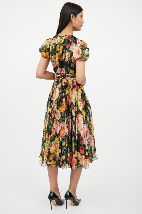 Dolce 
GabbanaBlack 
Multi Floral Silk Dress