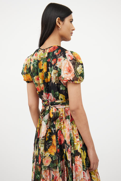 Dolce 
GabbanaBlack 
Multi Floral Silk Dress