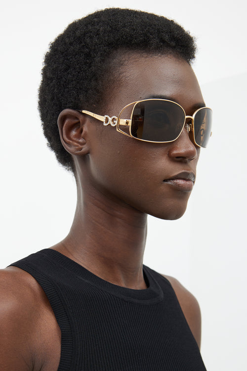 Dolce 
Gabbana Gold 2016-B Oval Jewel Sunglasses