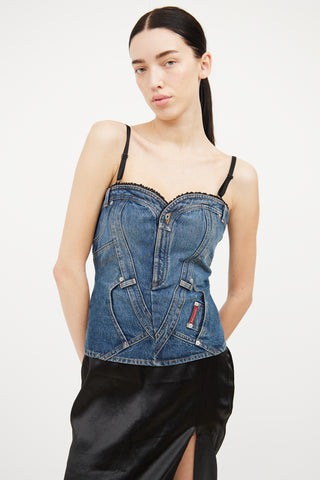 Dolce 
Gabbana Medium Wash Denim Corset Top