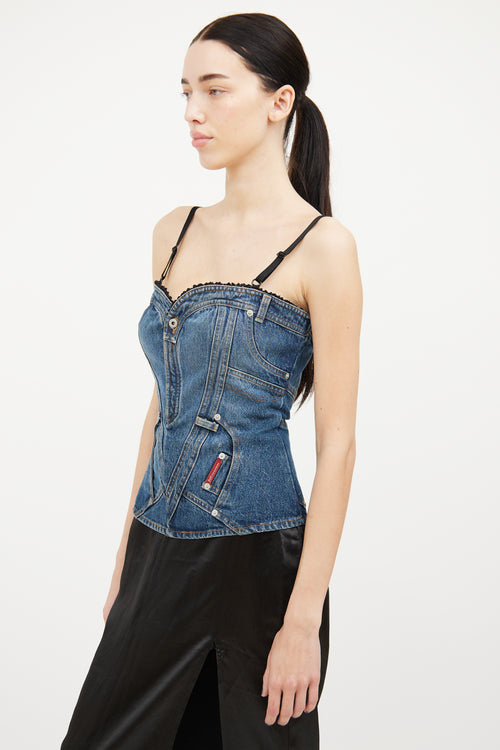 Dolce 
Gabbana Medium Wash Denim Corset Top