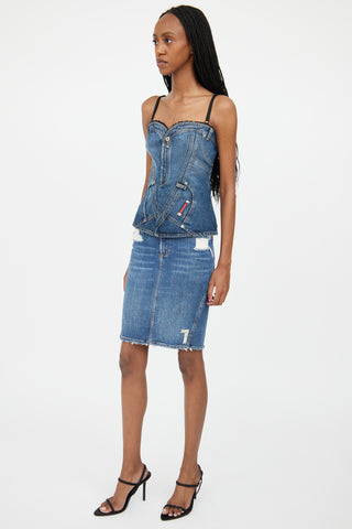 Dolce 
Gabbana Medium Wash Distressed Denim Skirt