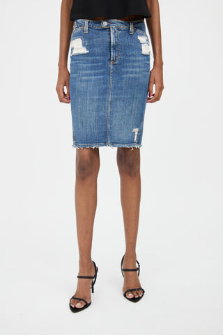 Dolce 
Gabbana Medium Wash Distressed Denim Skirt