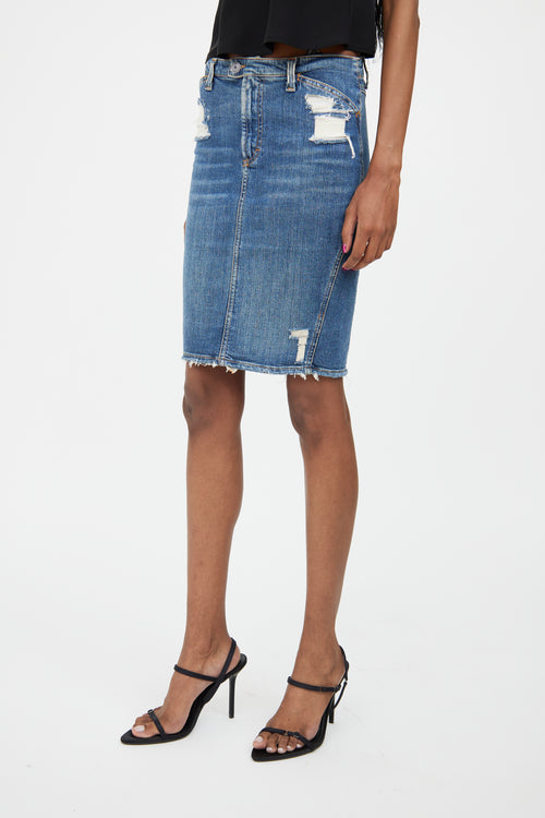 Dolce 
Gabbana Medium Wash Distressed Denim Skirt