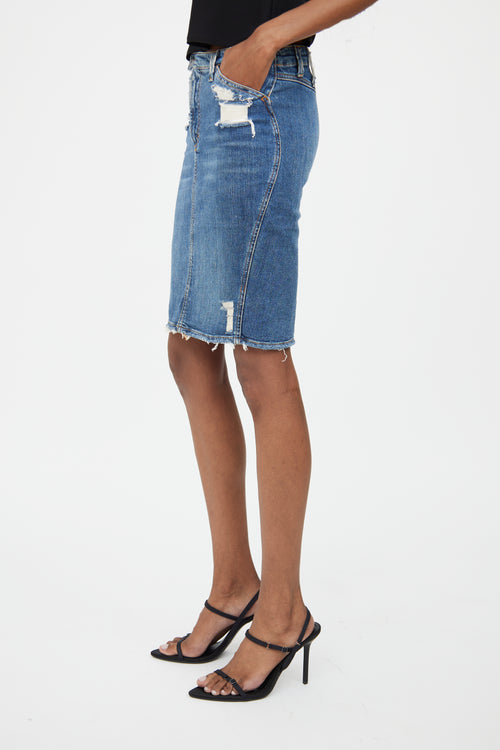 Dolce 
Gabbana Medium Wash Distressed Denim Skirt