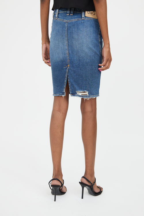 Dolce 
Gabbana Medium Wash Distressed Denim Skirt