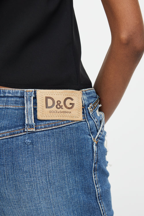 Dolce 
Gabbana Medium Wash Distressed Denim Skirt