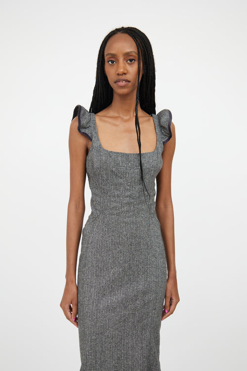 Dolce 
Gabbana Grey 
Black Ruffled Dress