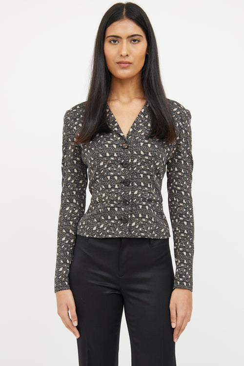 Dolce 
Gabbana Grey Silk Button Top