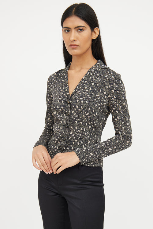 Dolce 
Gabbana Grey Silk Button Top