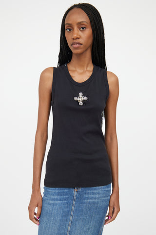 Dolce 
Gabbana Black 
Silver Jewel Cross Tank Top