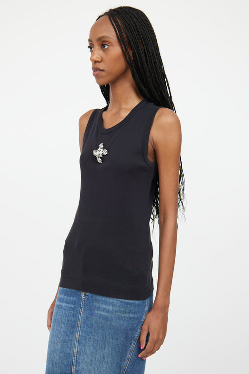 Dolce 
Gabbana Black 
Silver Jewel Cross Tank Top