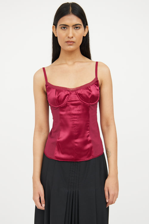 Dolce 
Gabbana Red Silk Blend Sleeveless Top