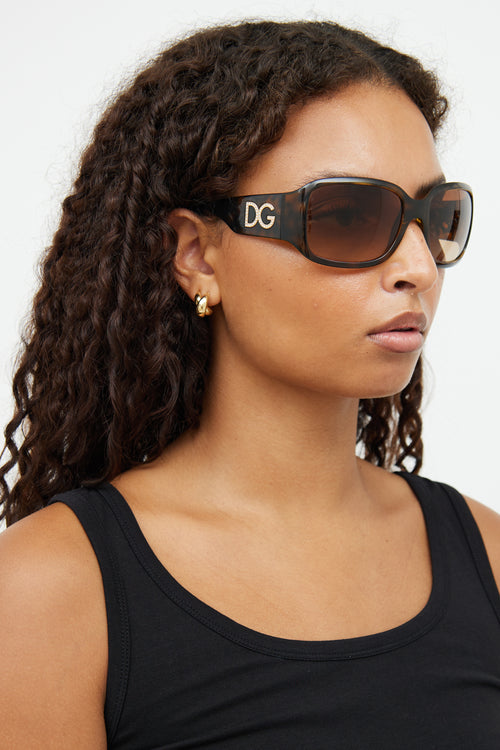 Dolce 
Gabbana Tortoiseshell Oversized DG6038-B Sunglasses