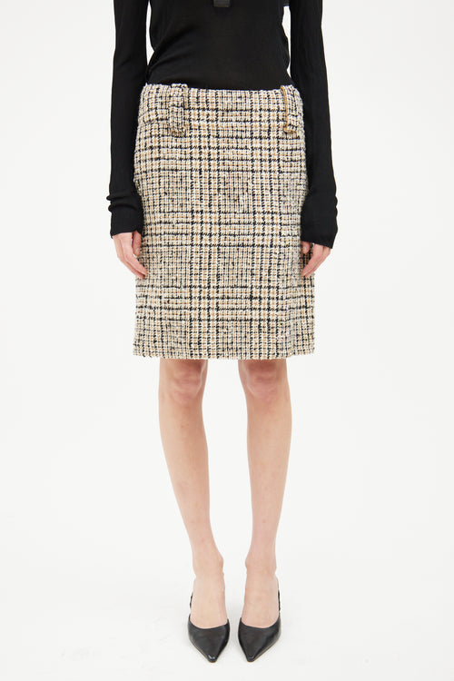 Dolce 
Gabbana Cream 
Black Wool Skirt