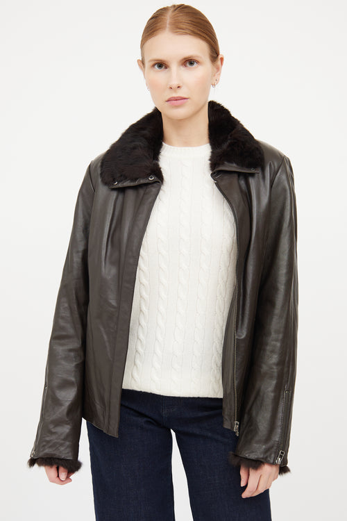 Danier Brown Leather Moto Jacket