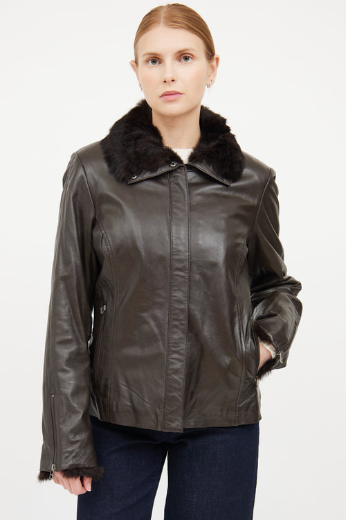 Danier Brown Leather Moto Jacket