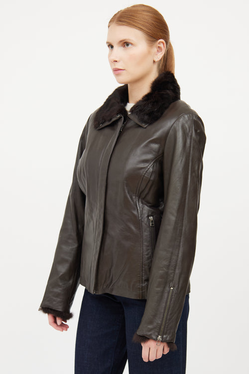 Danier Brown Leather Moto Jacket