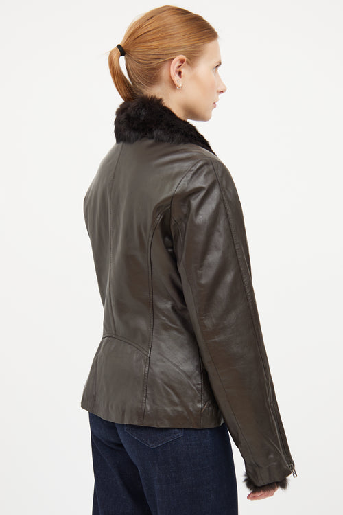 Danier Brown Leather Moto Jacket