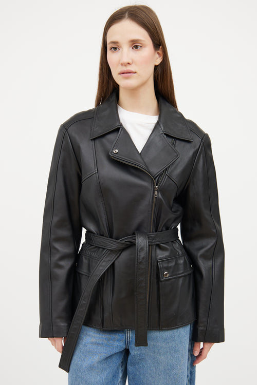 VSP Archive Black Leather Asymmetrical Moto Jacket