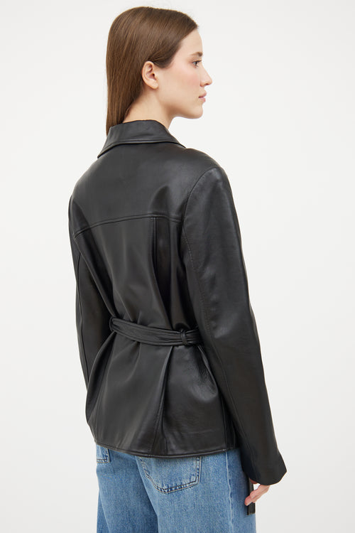 VSP Archive Black Leather Asymmetrical Moto Jacket