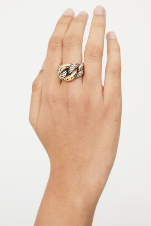 David Yurman Sterling Silver 
Gold Belmont Ring