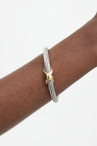 David Yurman Silver 
Gold Station Cable Bracelet